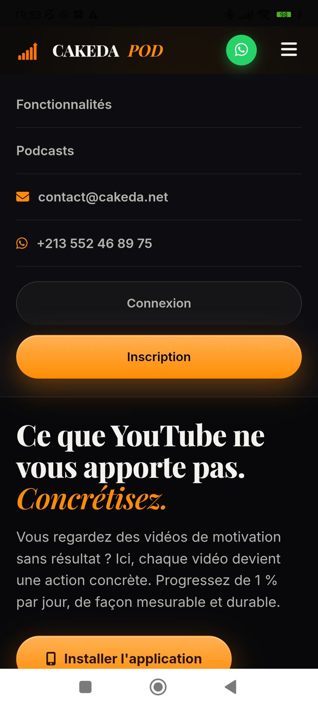 Menu : Connexion et Inscription