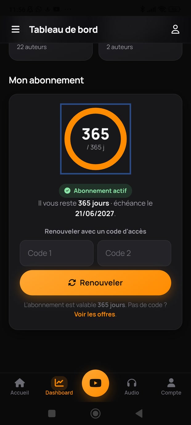 Mon abonnement : jauge 365 jours